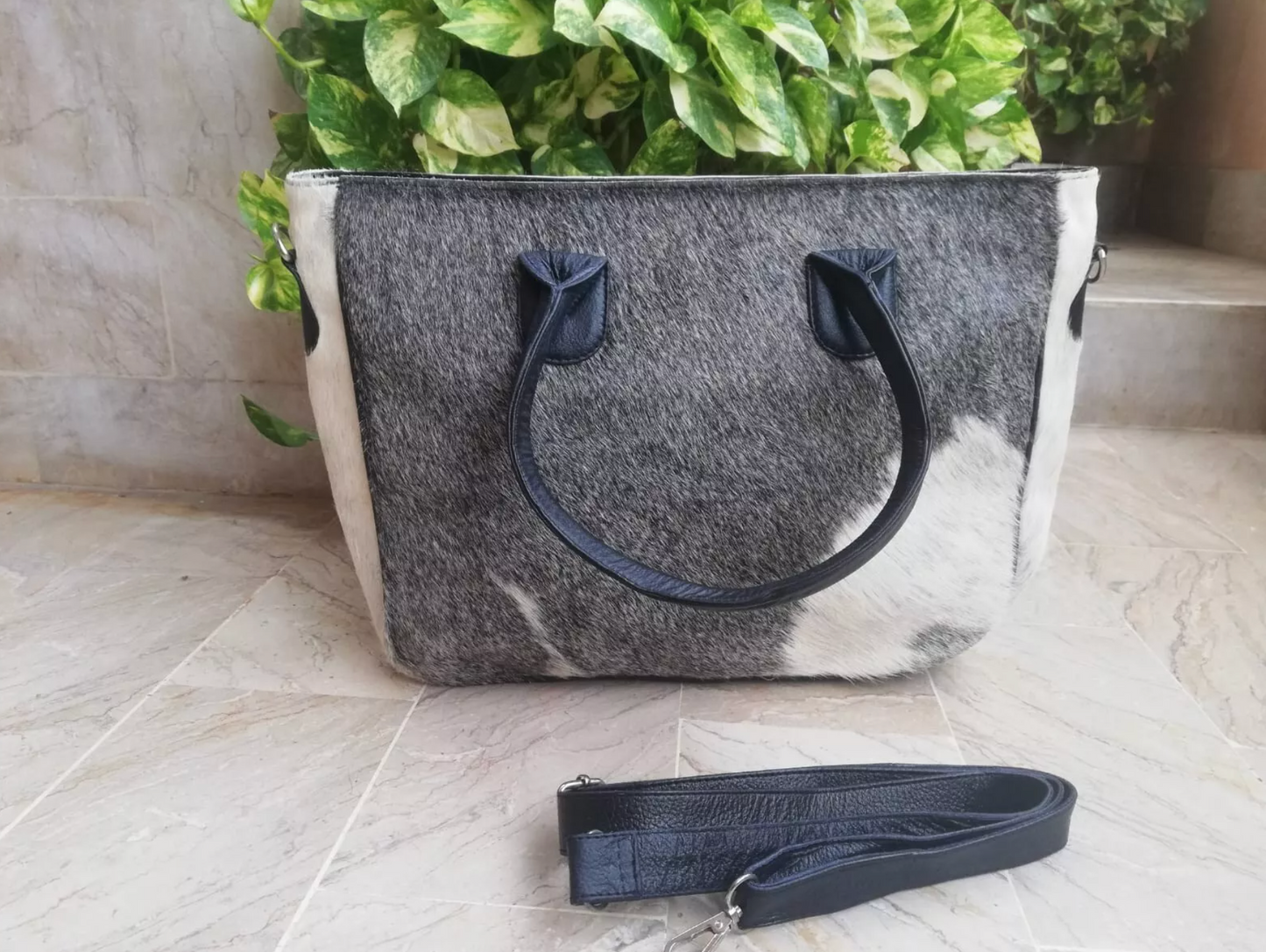 Hair On Cowhide Grey Tote Bag