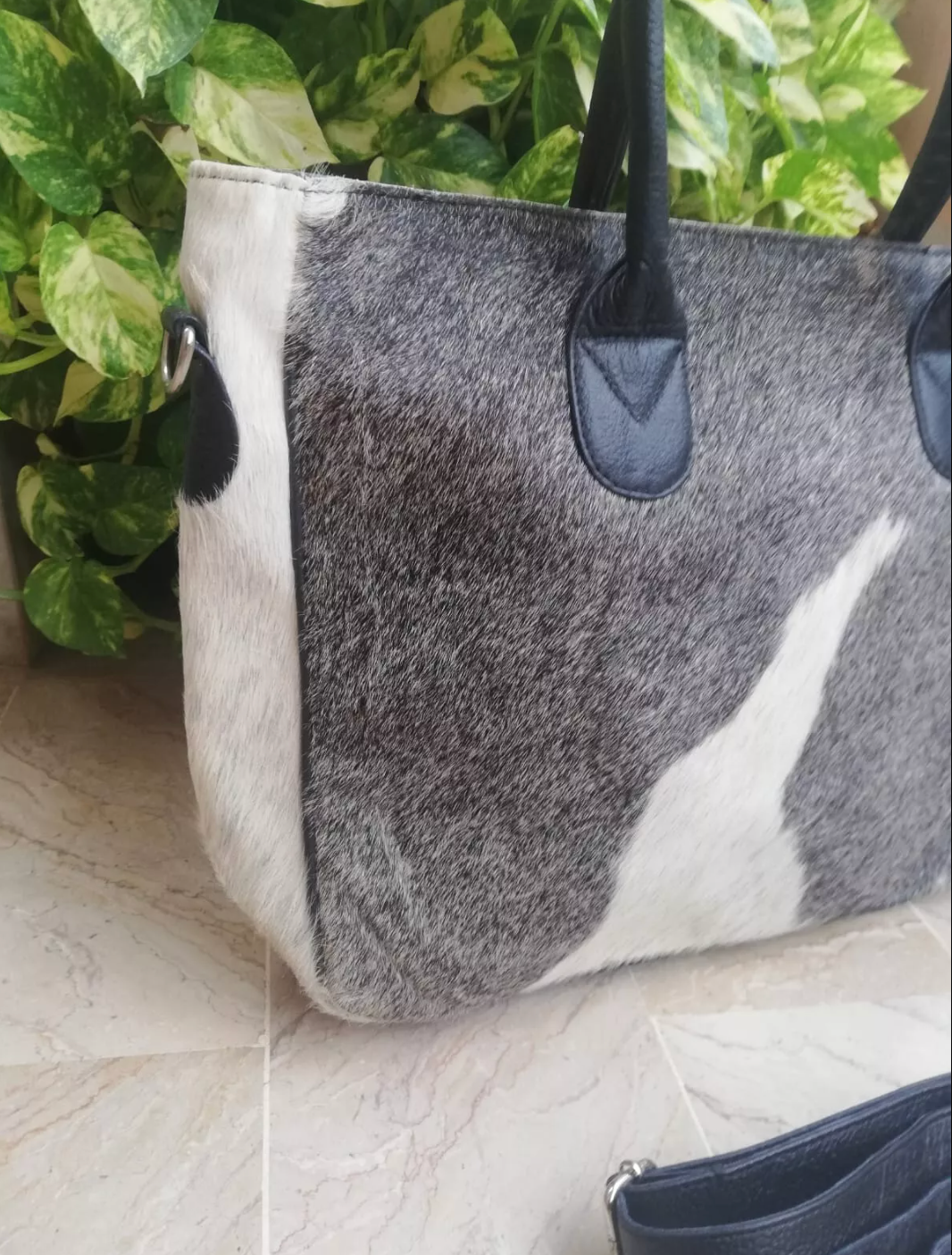 Hair On Cowhide Grey Tote Bag