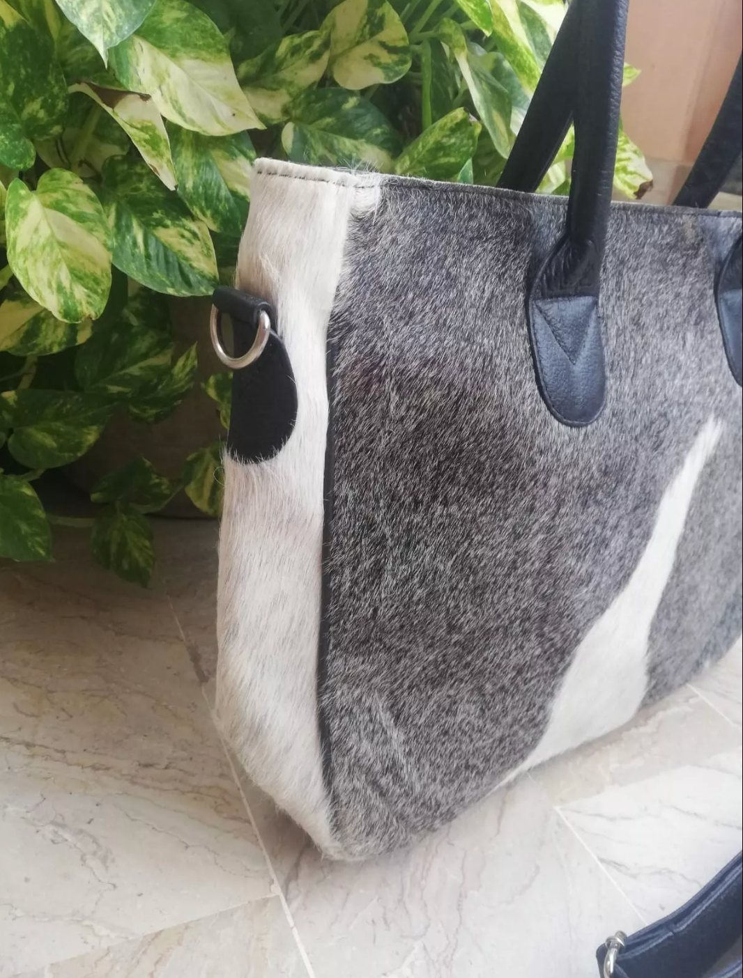 Hair On Cowhide Grey Tote Bag