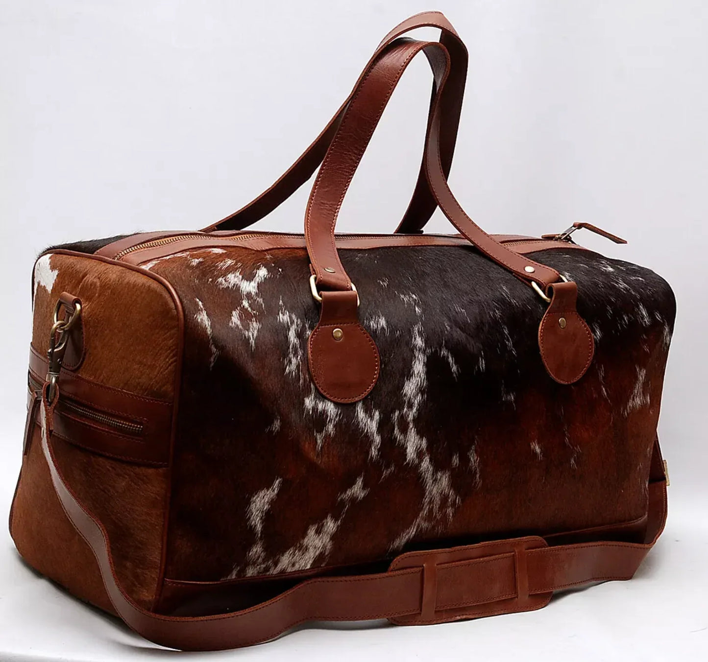 Overnight Dark Chestnut Cowhide Duffle