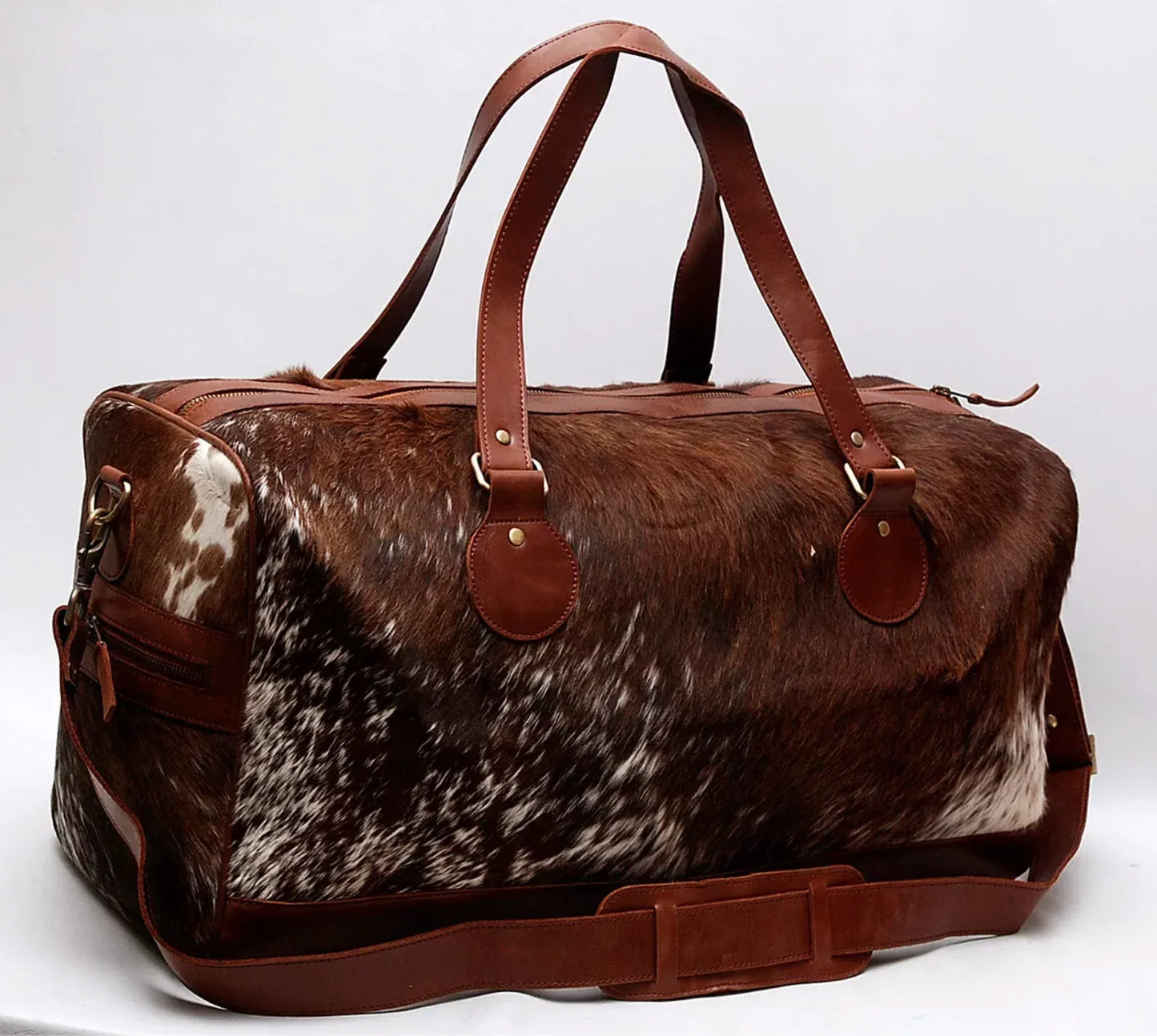 Large Cowhide Duffle Weekender Travel Bag
