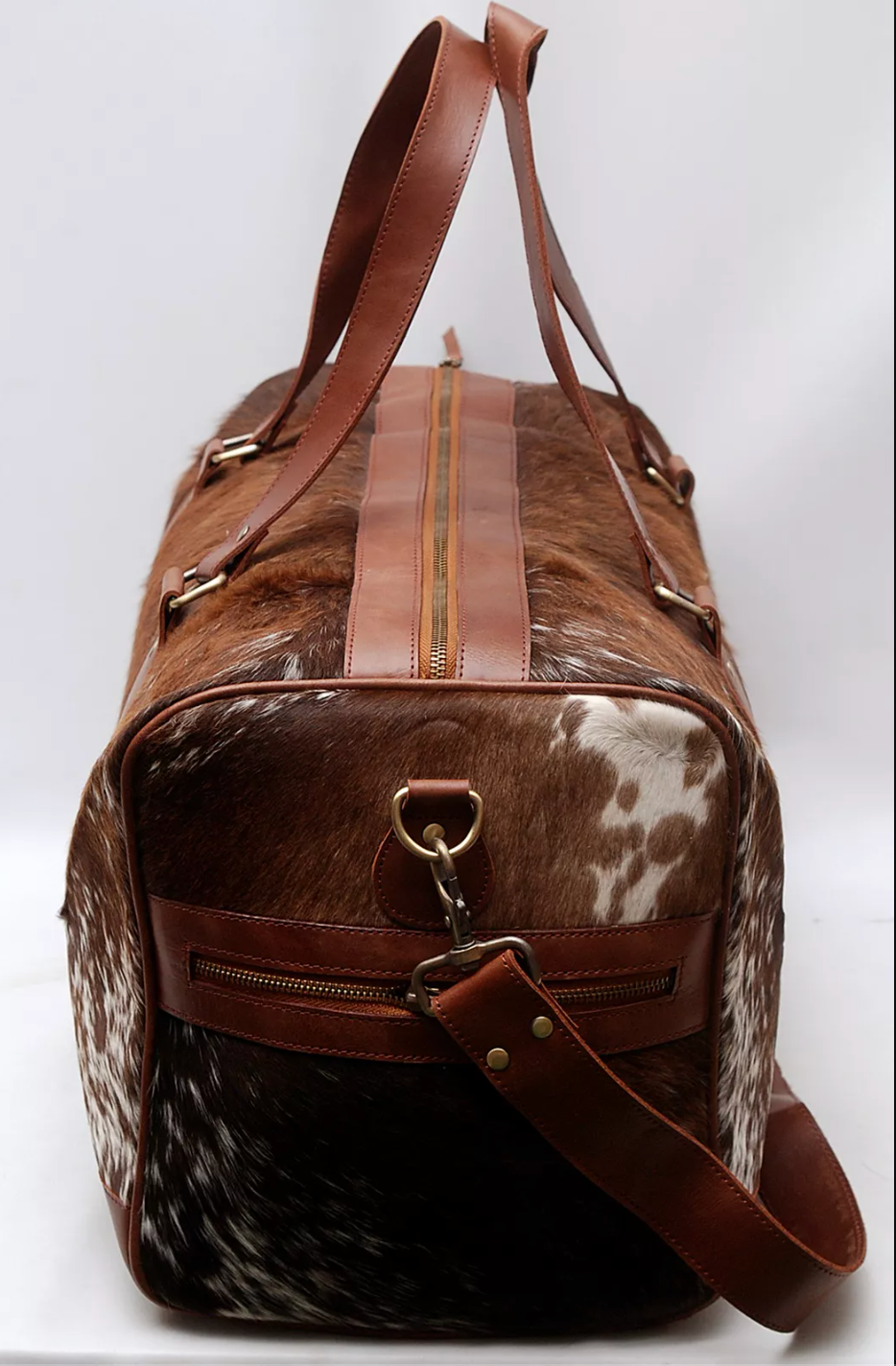 Large Cowhide Duffle Weekender Travel Bag