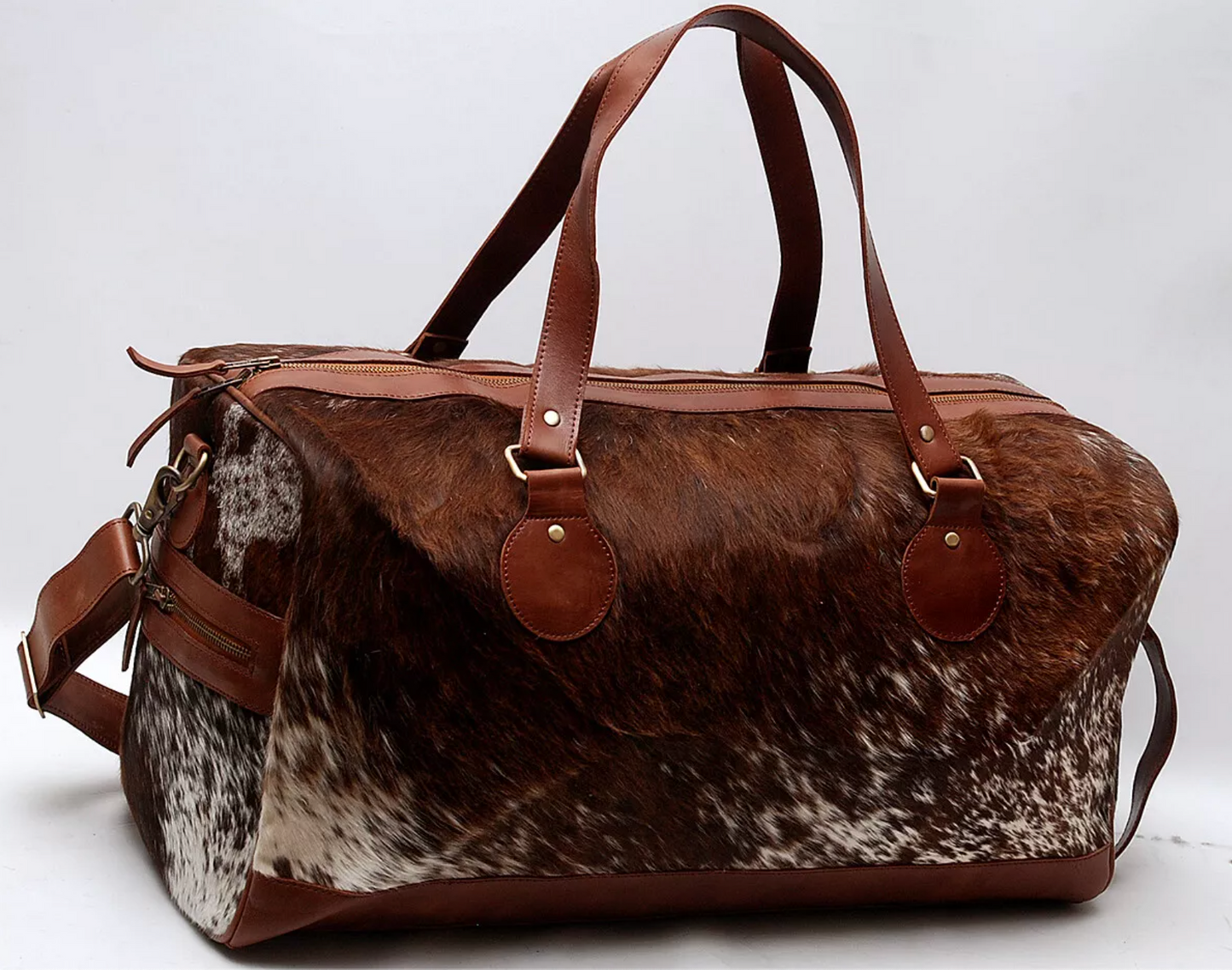 Large Cowhide Duffle Weekender Travel Bag
