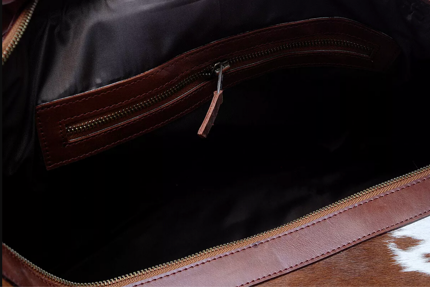 Large Cowhide Duffle Weekender Travel Bag