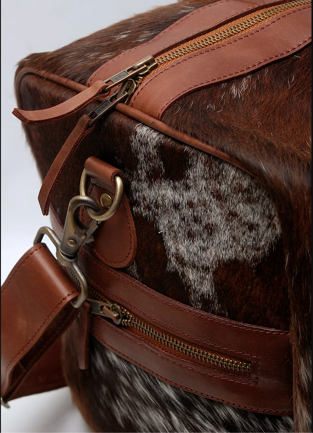 Large Cowhide Duffle Weekender Travel Bag