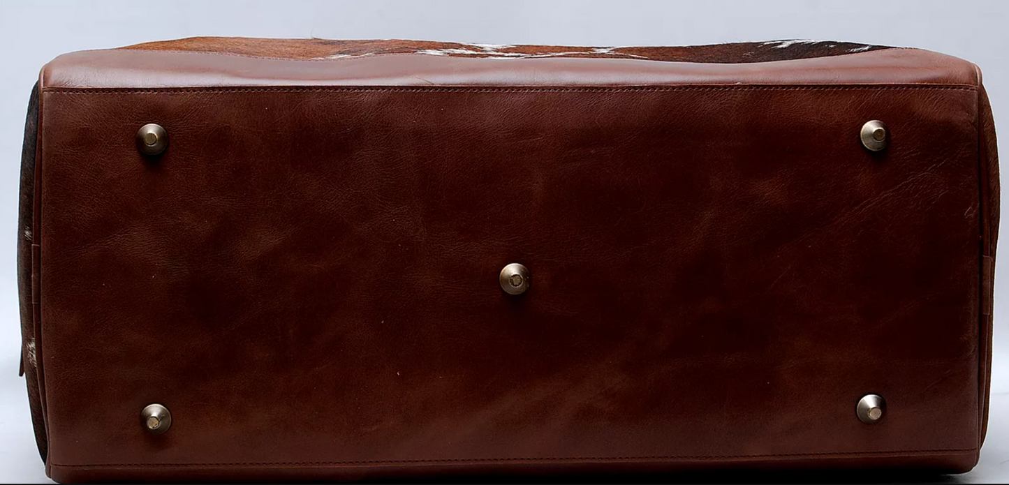Large Cowhide Duffle Weekender Travel Bag
