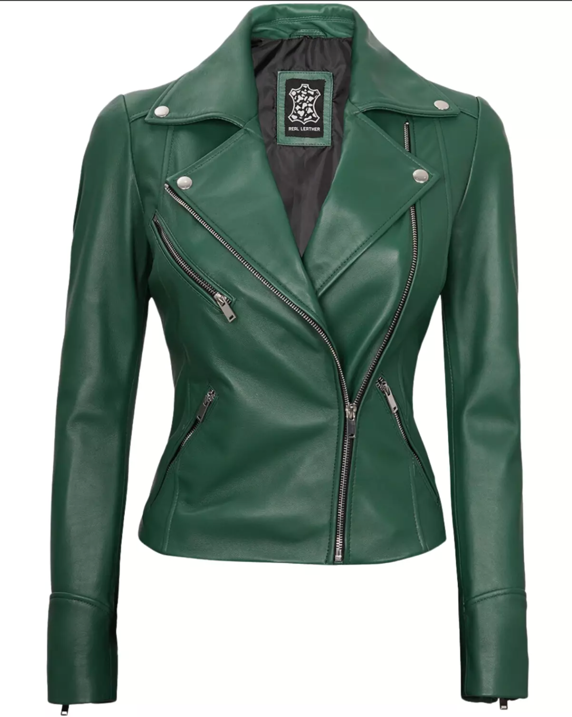 Women's Real Leather Moto Biker Jacket