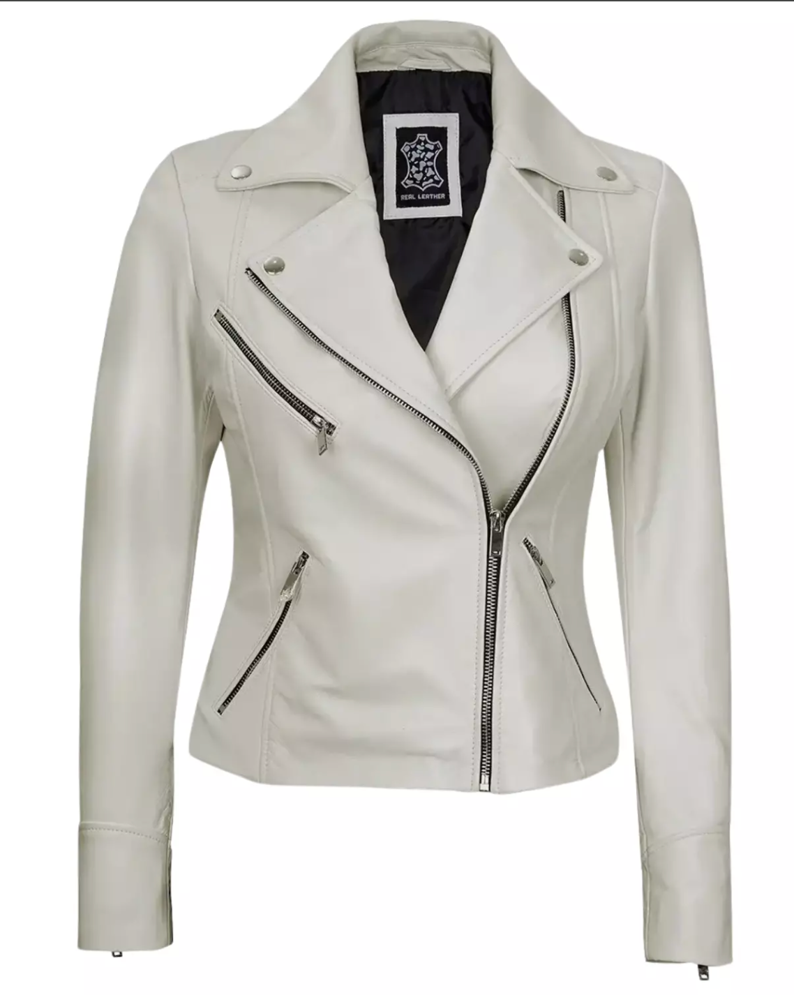 Women's Real Leather Moto Biker Jacket