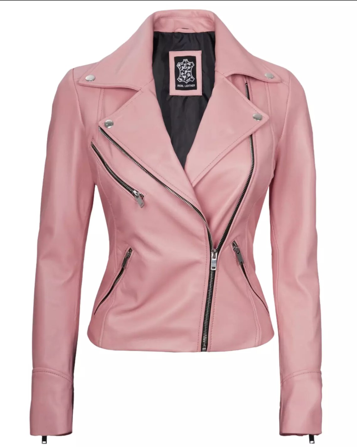 Women's Real Leather Moto Biker Jacket