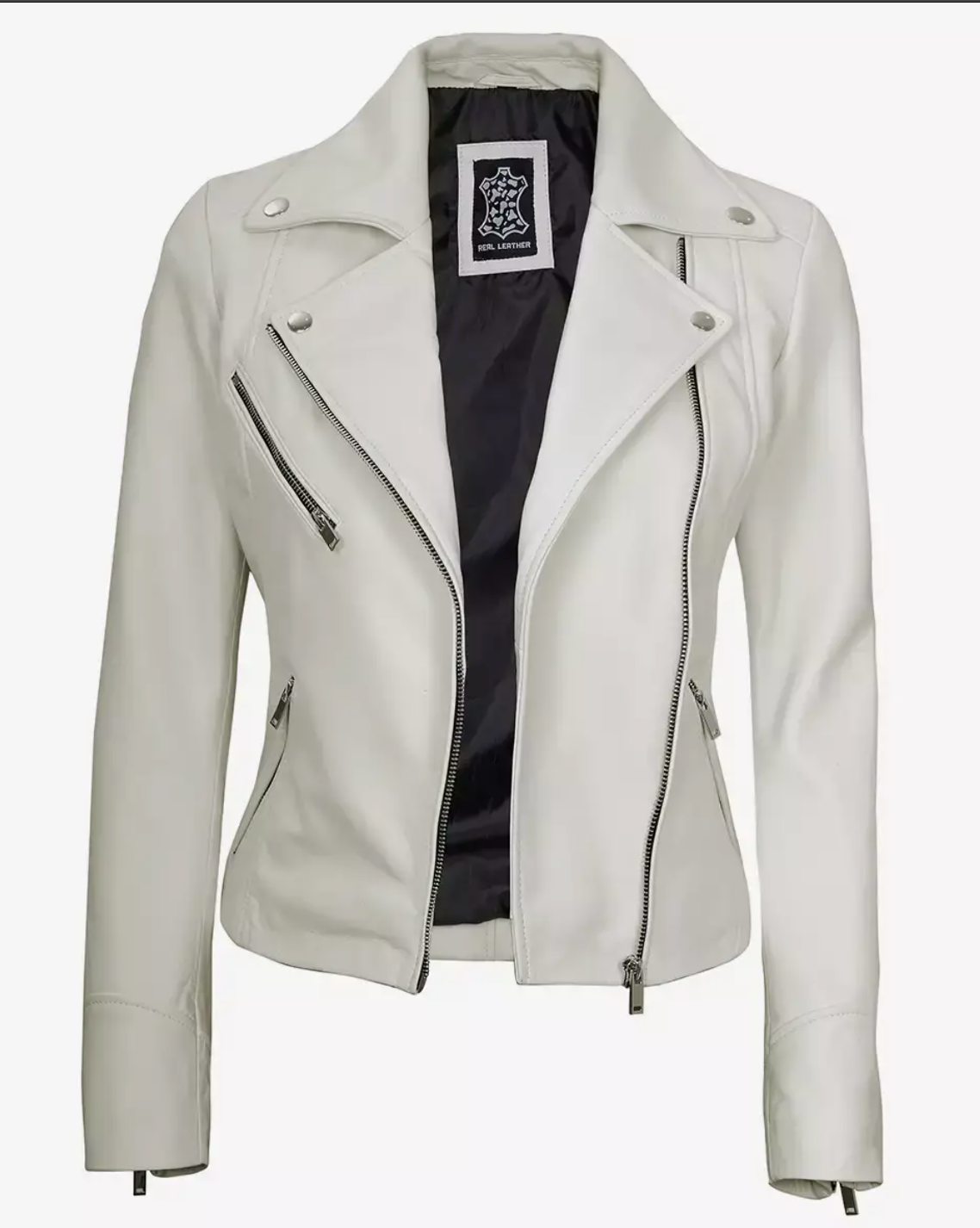 Women's Real Leather Moto Biker Jacket