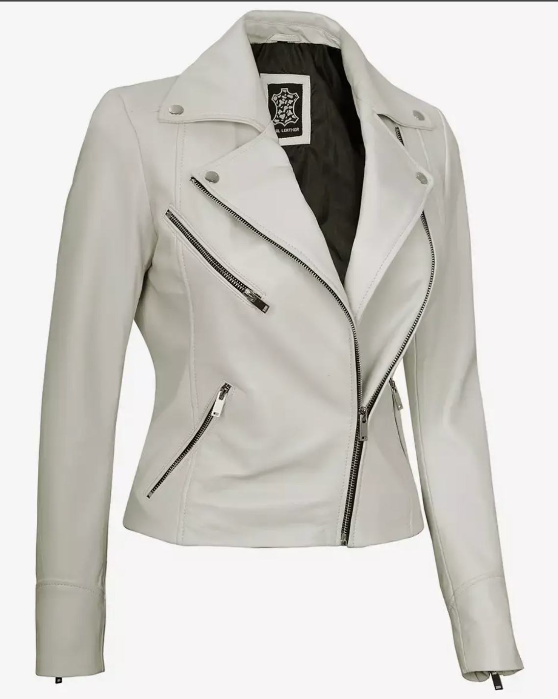Women's Real Leather Moto Biker Jacket