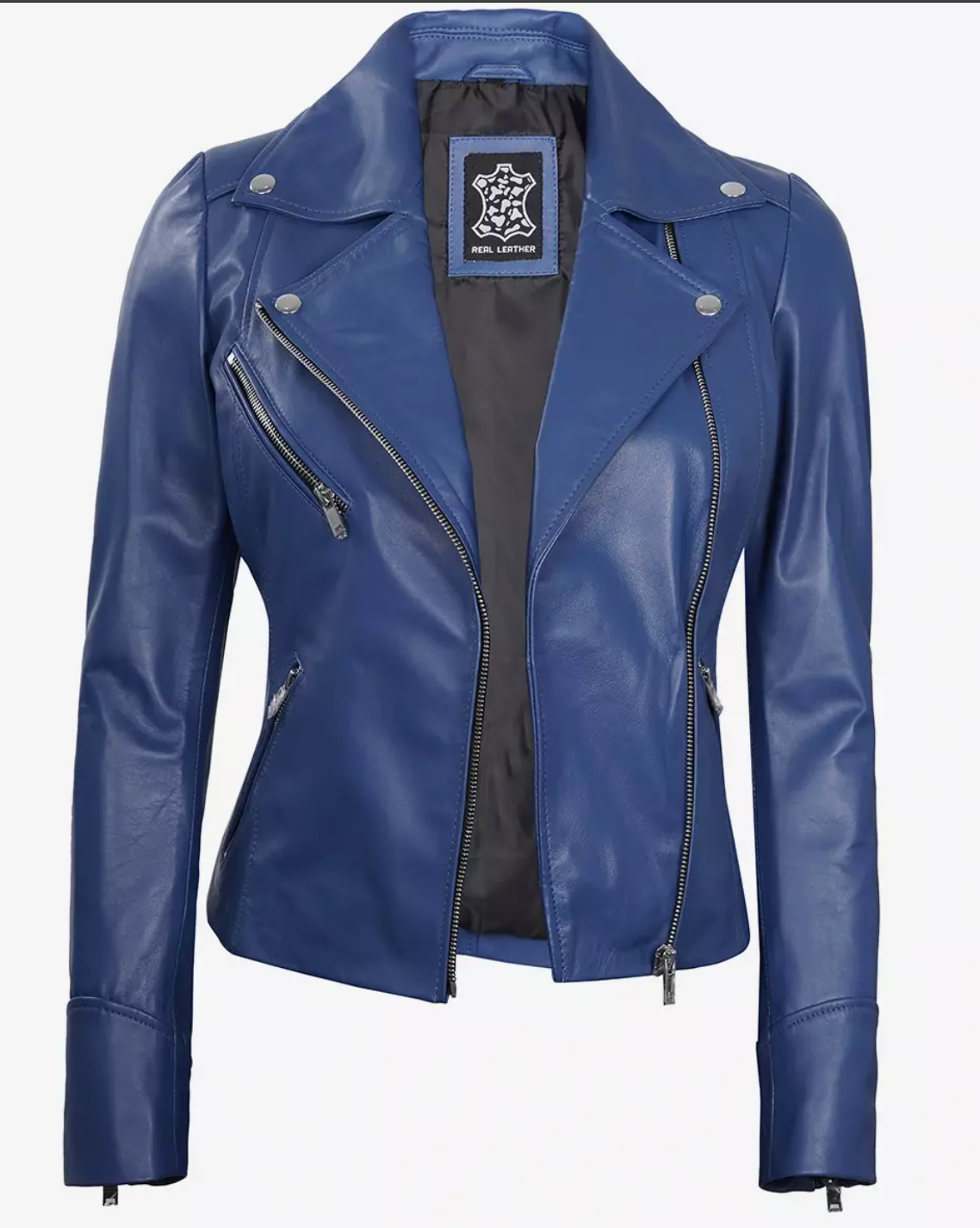 Women's Real Leather Moto Biker Jacket