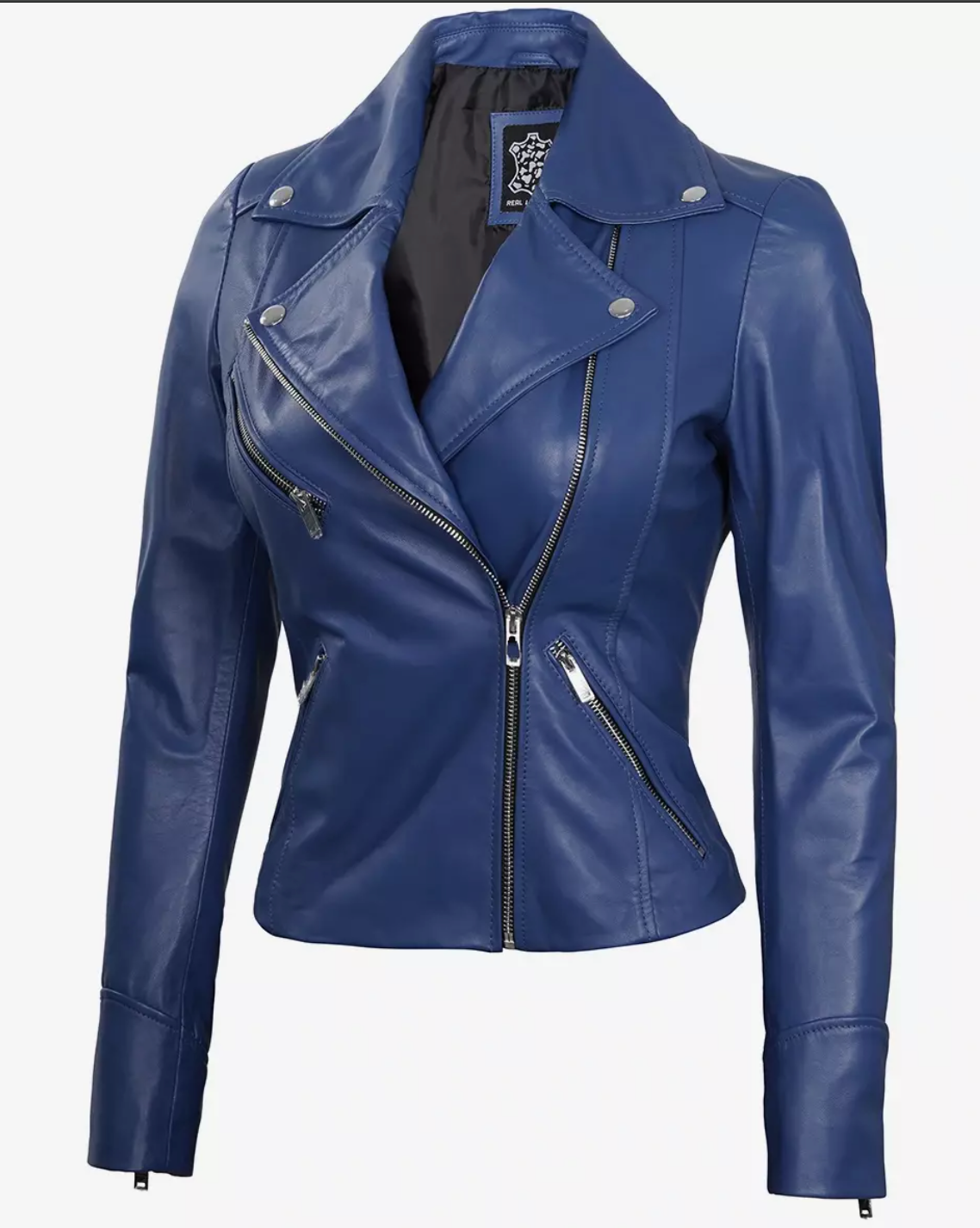 Women's Real Leather Moto Biker Jacket