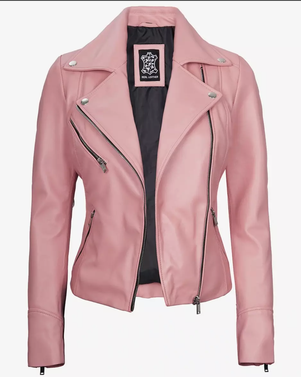 Women's Real Leather Moto Biker Jacket