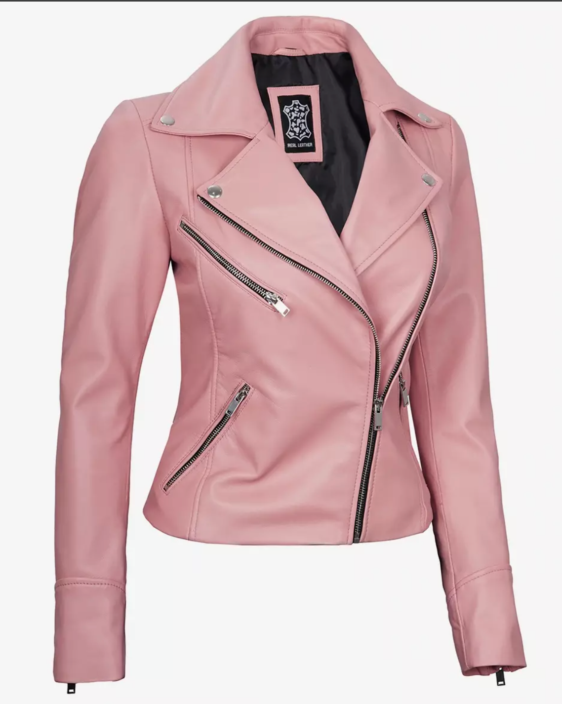 Women's Real Leather Moto Biker Jacket