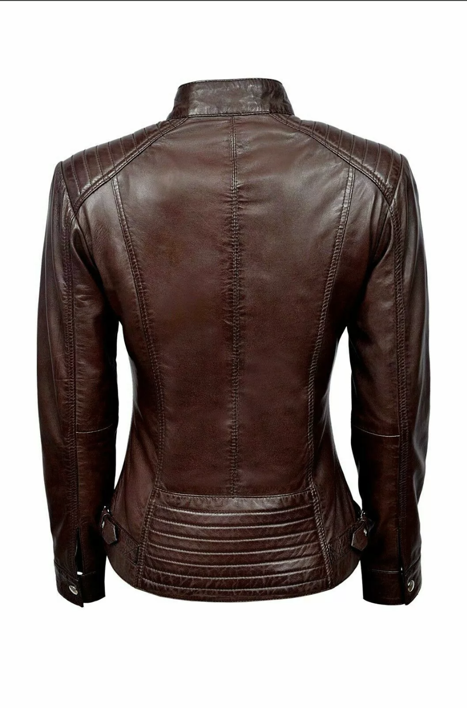 Women's Genuine Leather Biker Brown Jacket