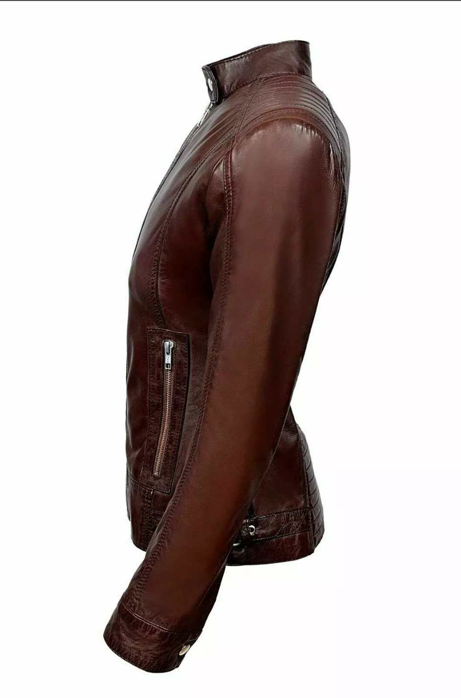 Women's Genuine Leather Biker Brown Jacket