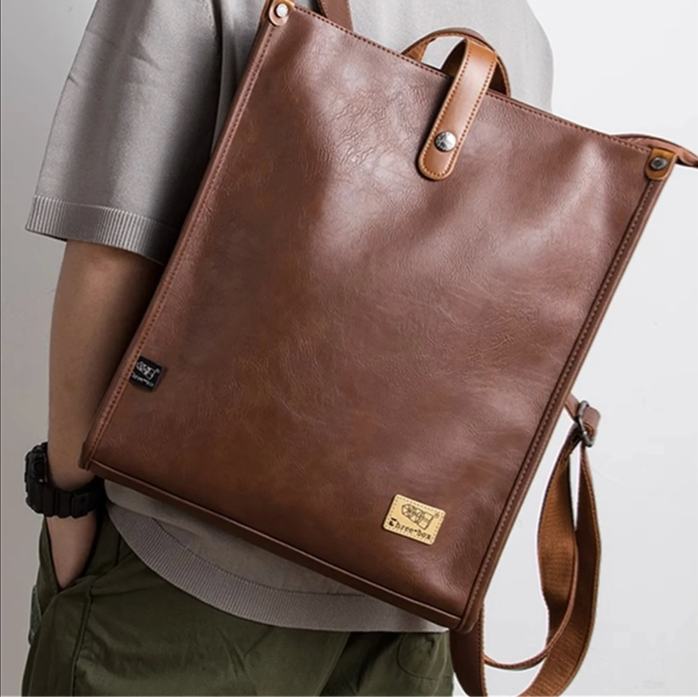 Slim Vintage Genuine Laptop Bag with Straps