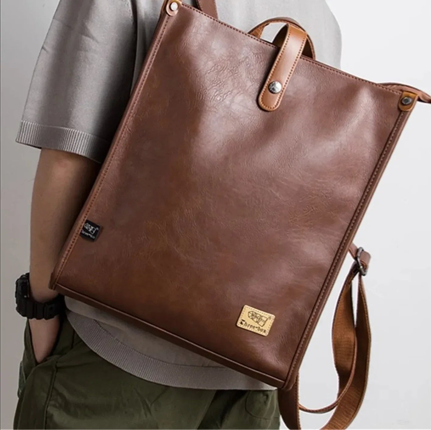 Slim Vintage Genuine Laptop Bag with Straps