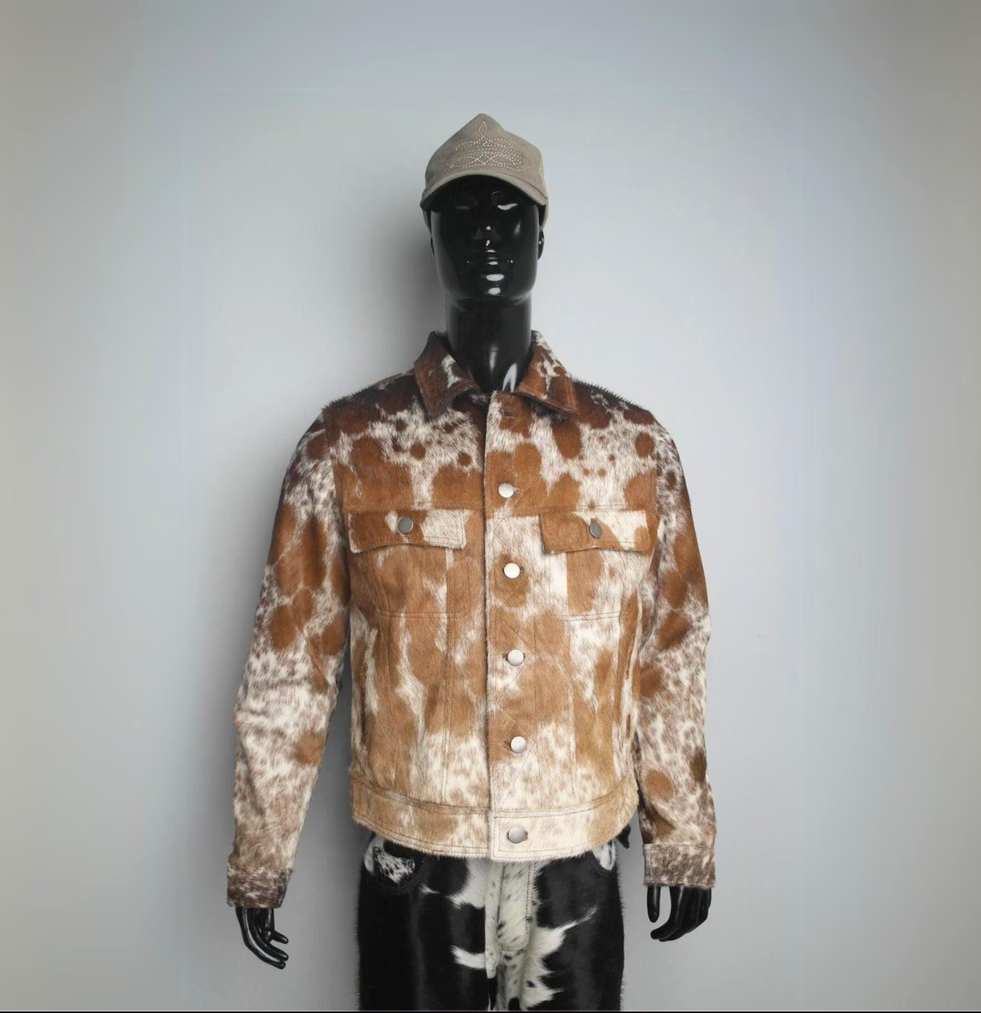 Brown White Cowhide Jacket Hair On Cow Skin