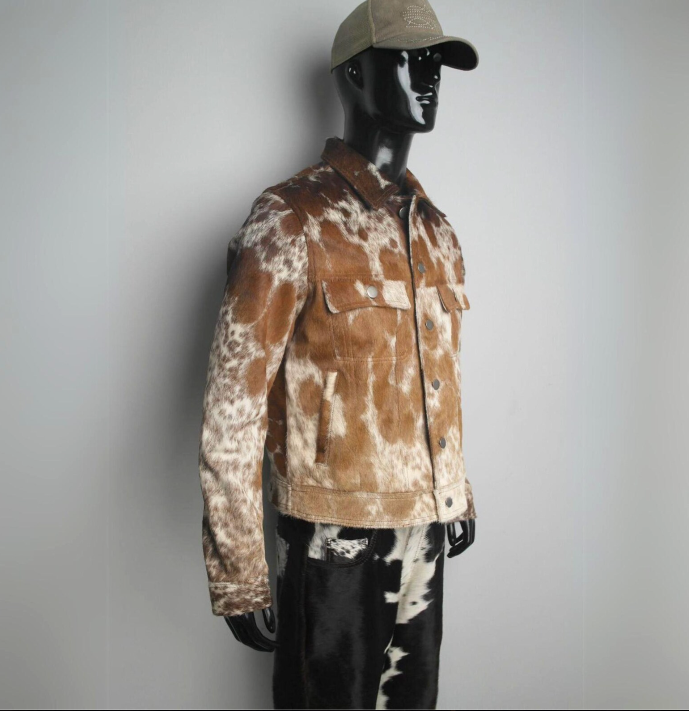 Brown White Cowhide Jacket Hair On Cow Skin