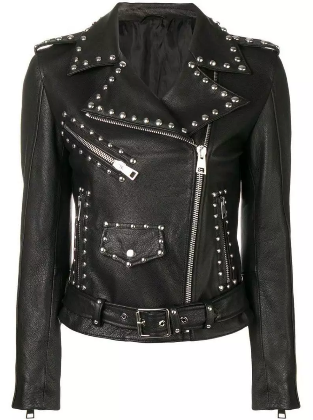 Women Spiked Studded Leather Jacket