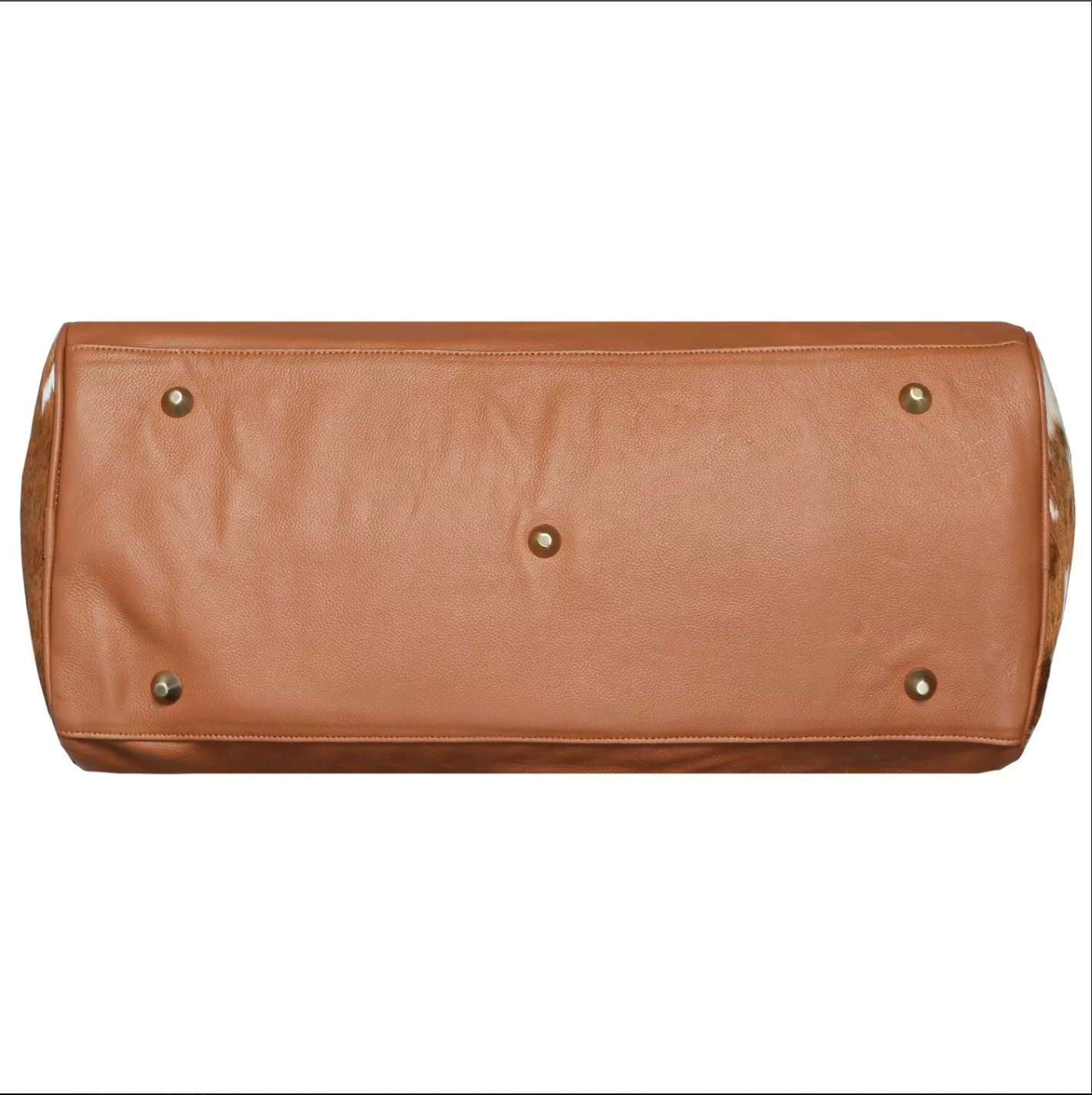 Handmade Brown White Cowhide Duffle Bag