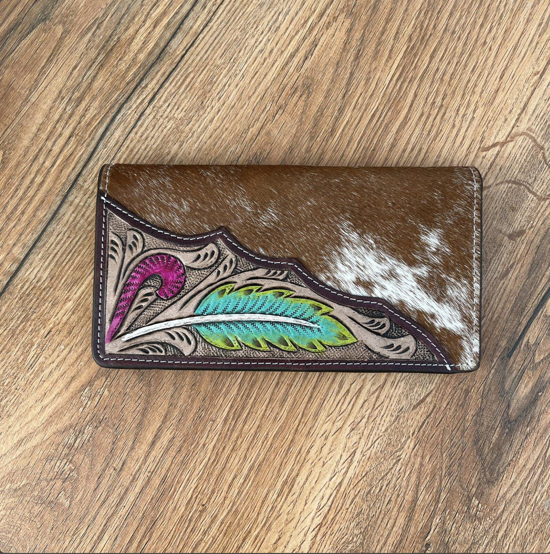 Cowhide Fur Clutch Leather Carving