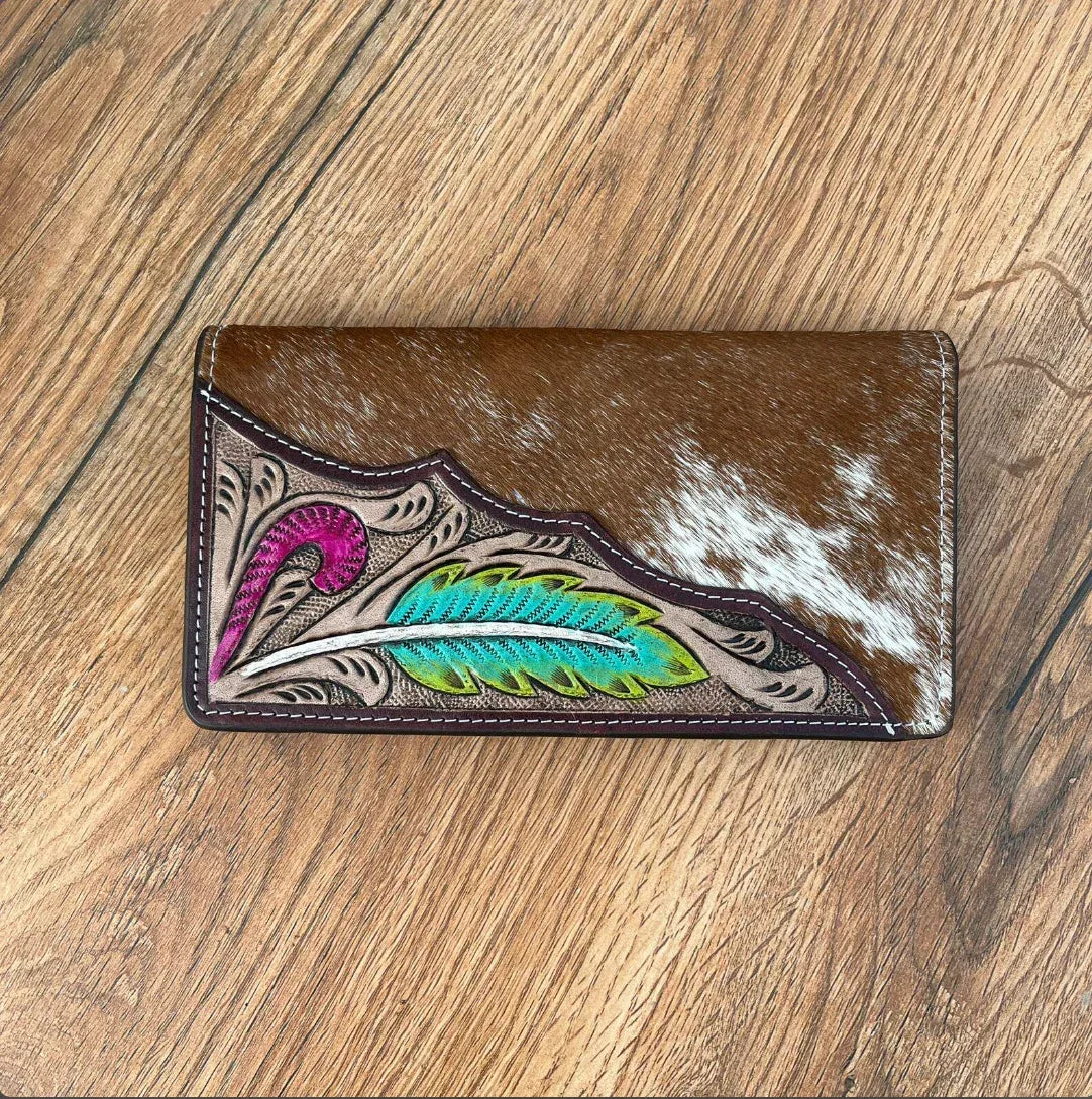 Cowhide Fur Clutch Leather Carving
