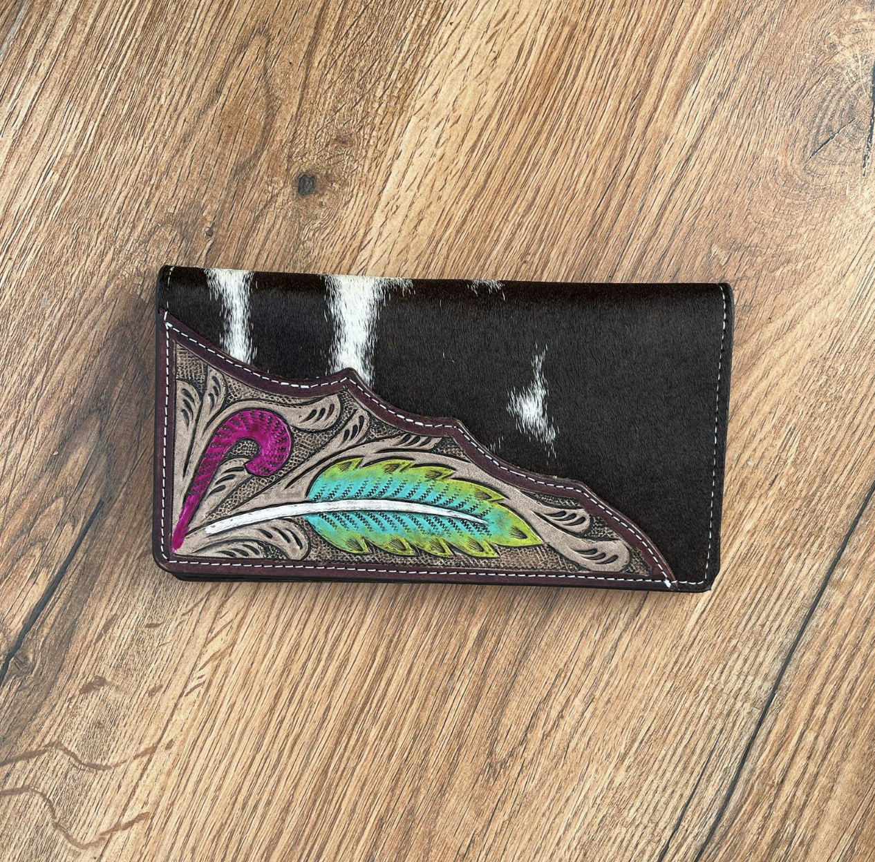 Cowhide Fur Clutch Leather Carving