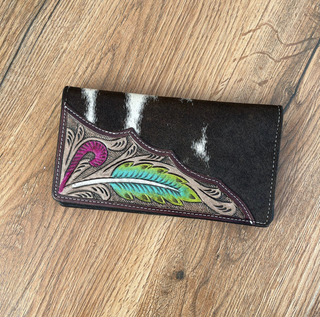Cowhide Fur Clutch Leather Carving