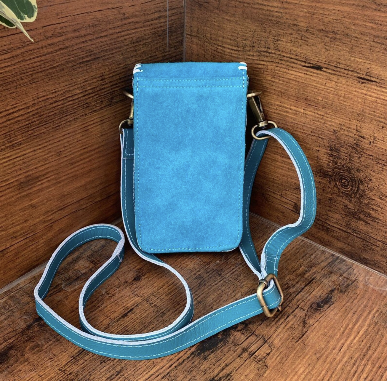 Cowhide Sling Bag With Embroidered Suede