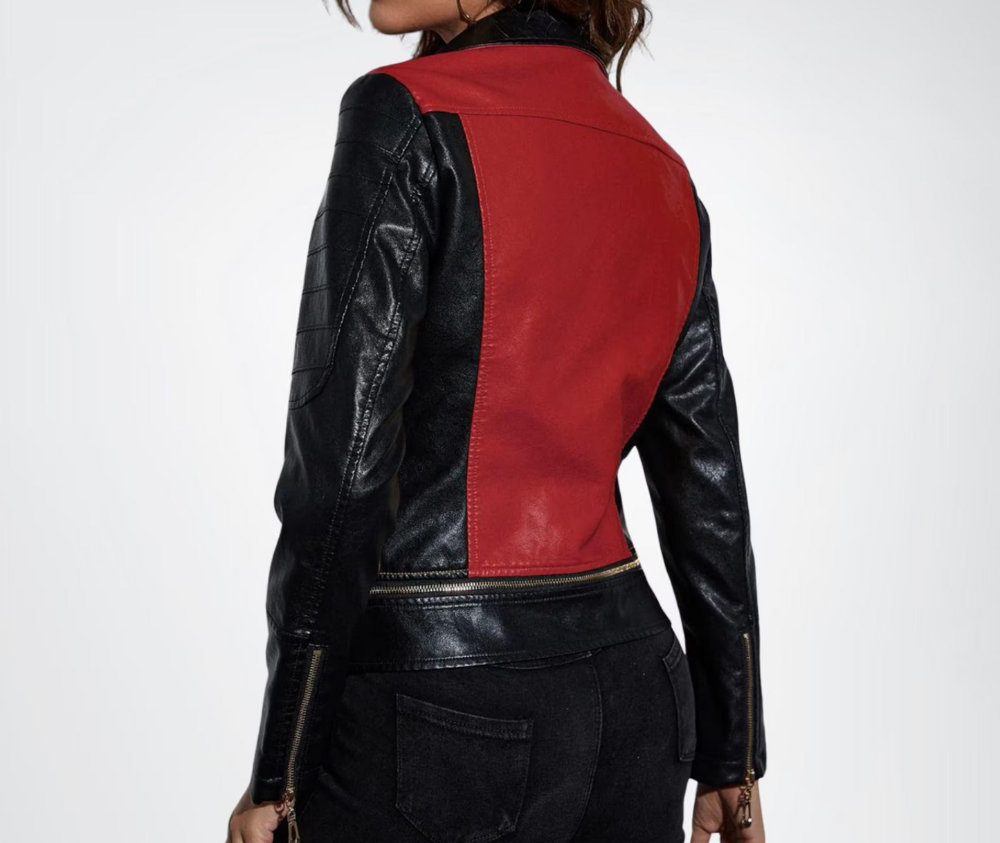 two tone leather jacket motorcycle womens