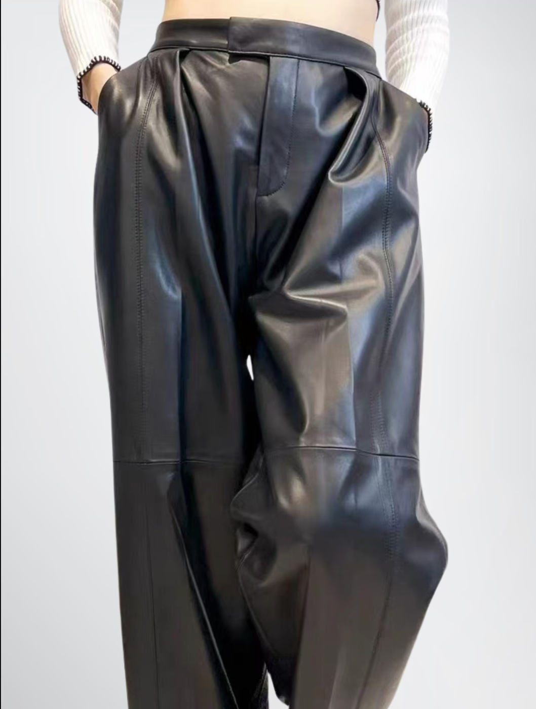wide leg leather pants women