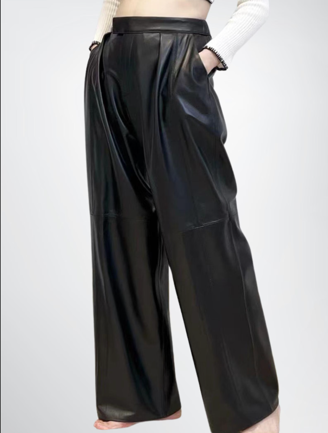 wide leg leather pants women