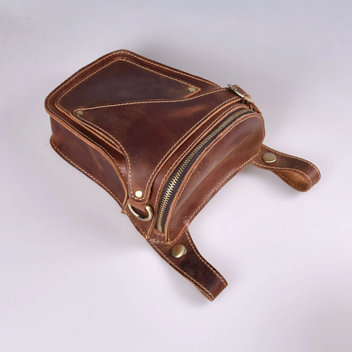 Genuine Leather Waist Belt Bag for Men Pouch