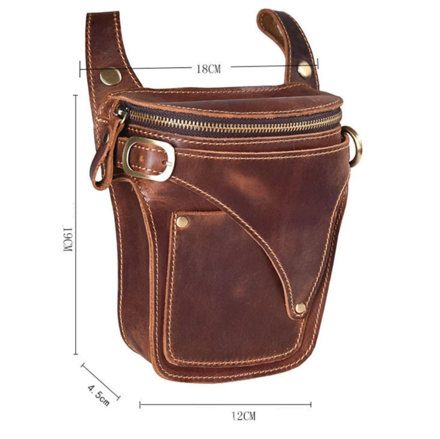 Genuine Leather Waist Belt Bag for Men Pouch