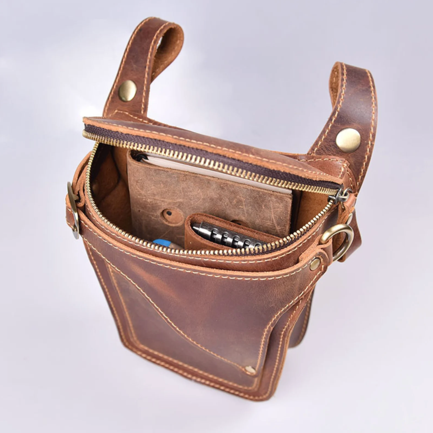 Genuine Leather Waist Belt Bag for Men Pouch