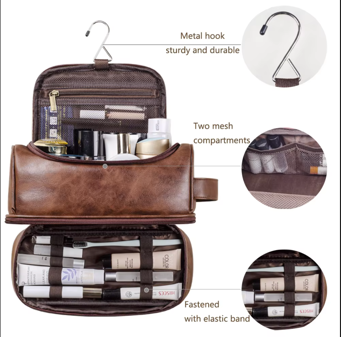 Real Leather Travel Dopp Kit