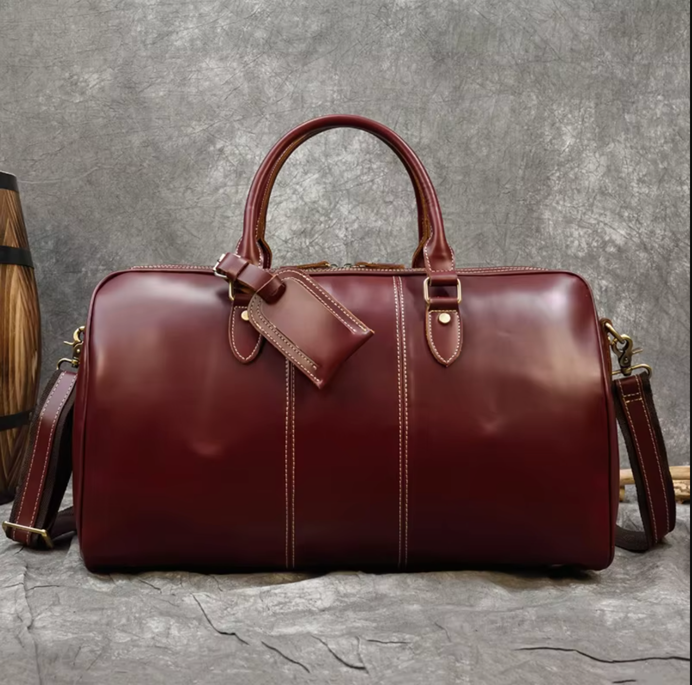 Genuine Cowhide Leather Travel Duffle Bag