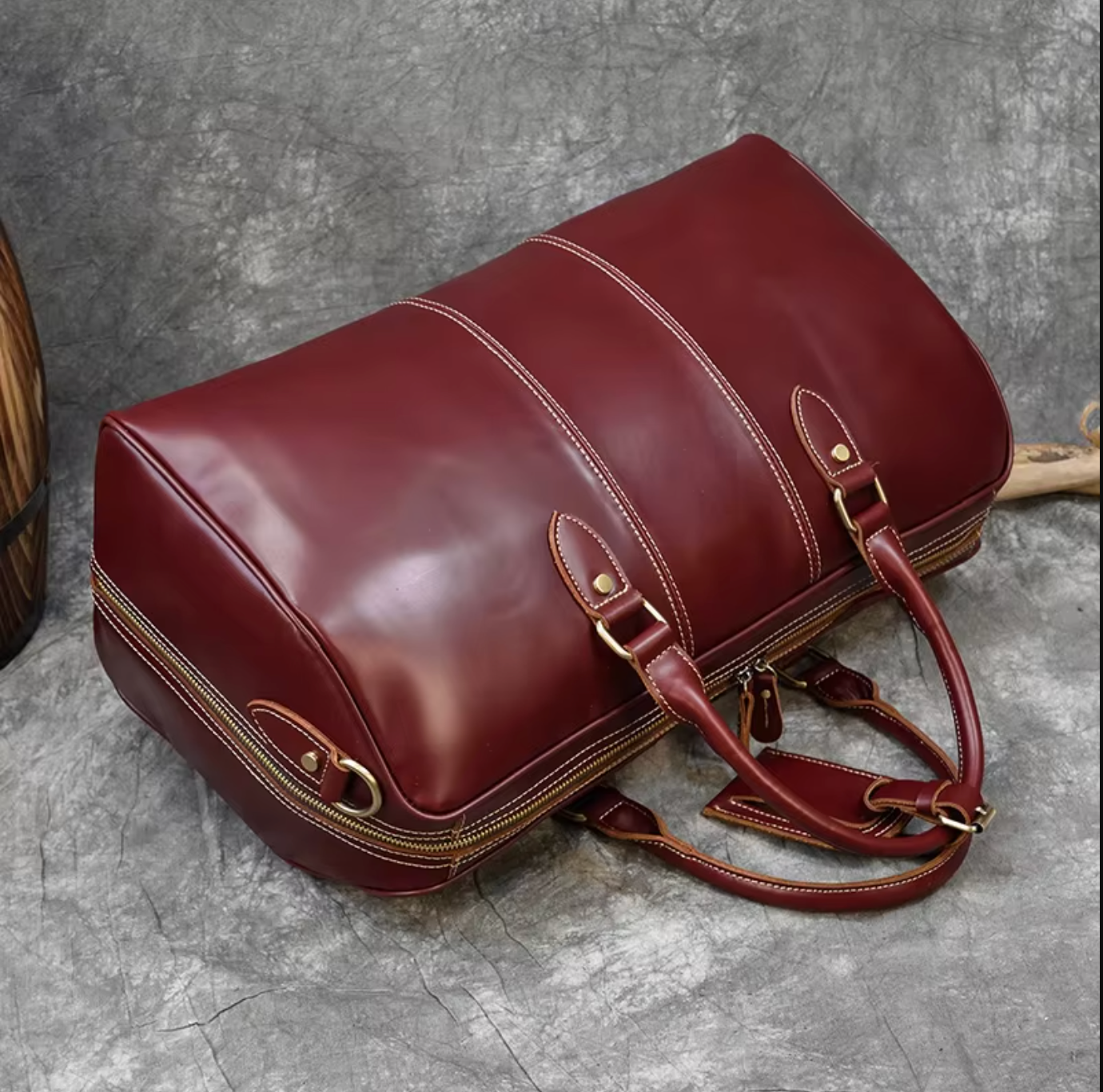 Genuine Cowhide Leather Travel Duffle Bag