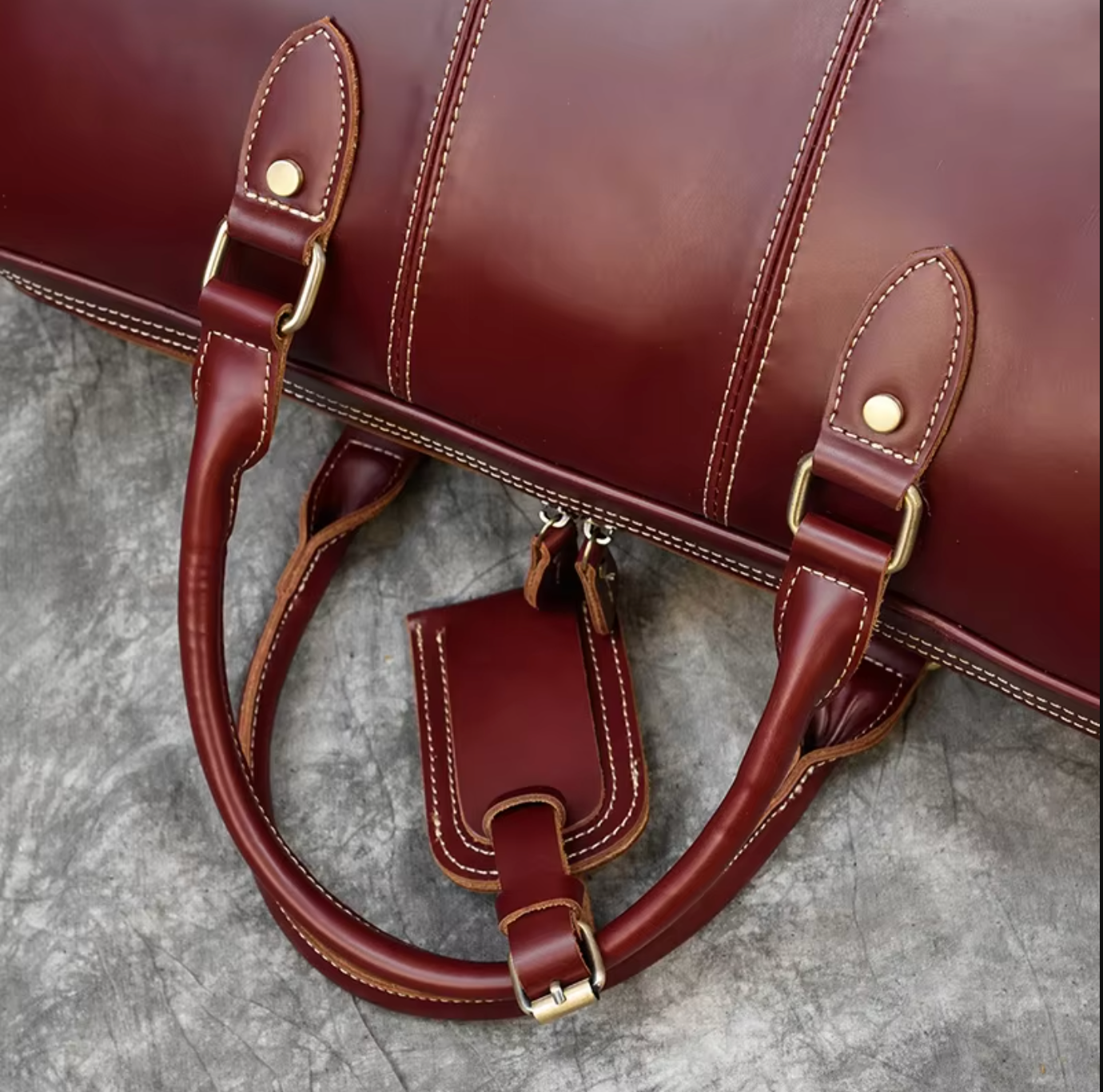 Genuine Cowhide Leather Travel Duffle Bag