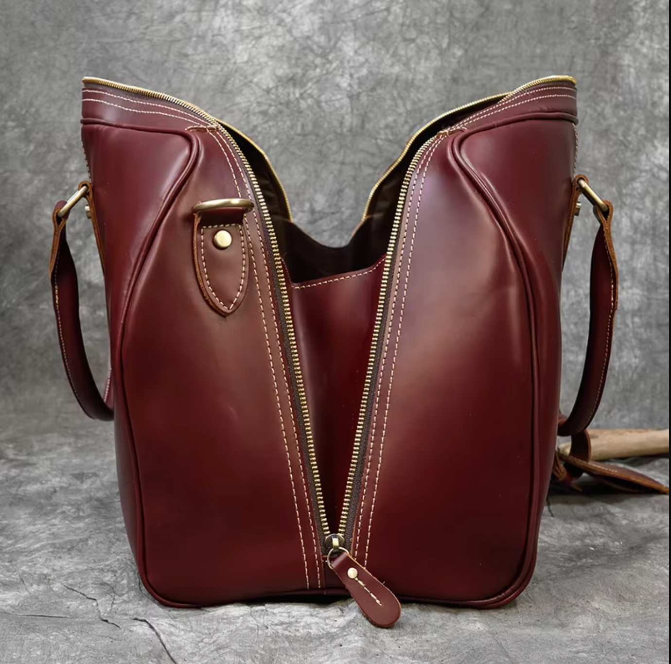 Genuine Cowhide Leather Travel Duffle Bag