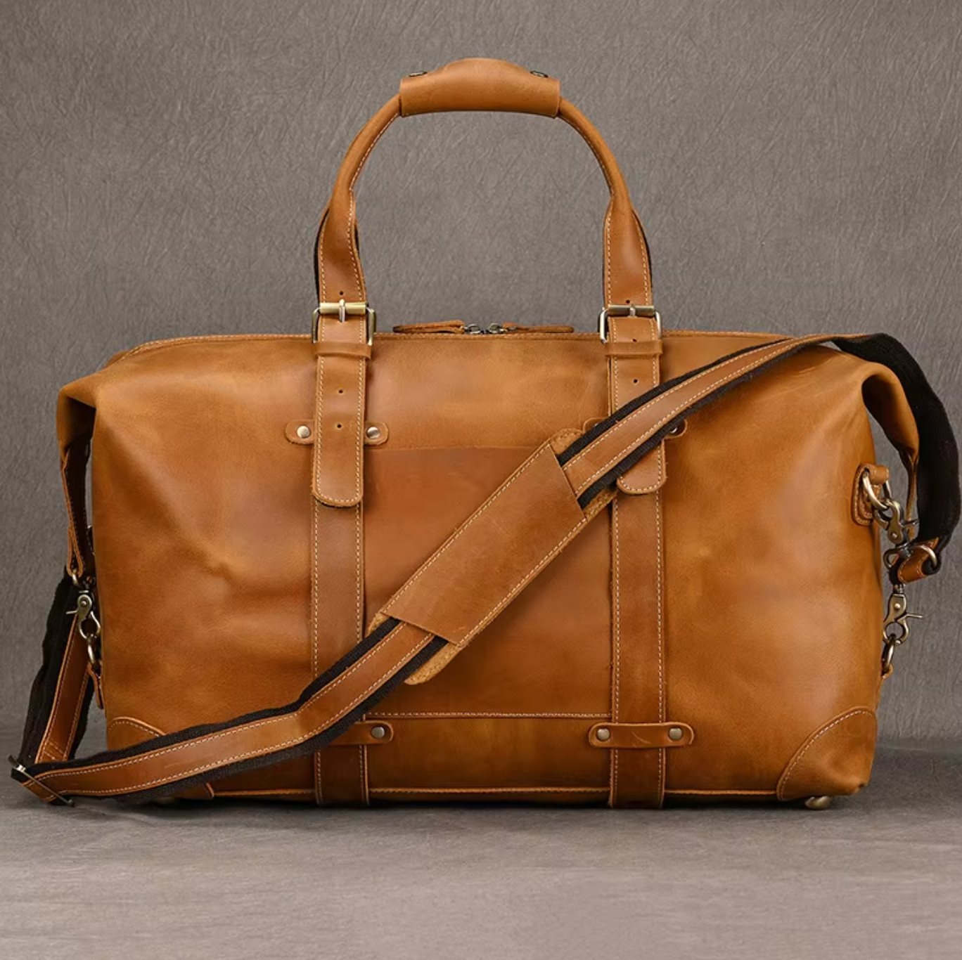 Men's Brown Leather Luggage Carry Bag