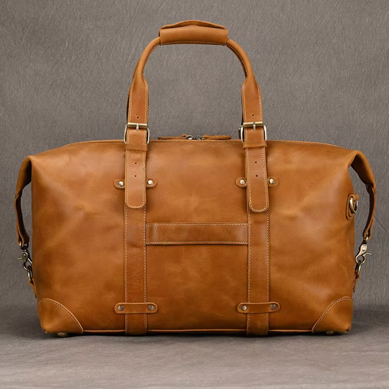 Men's Brown Leather Luggage Carry Bag