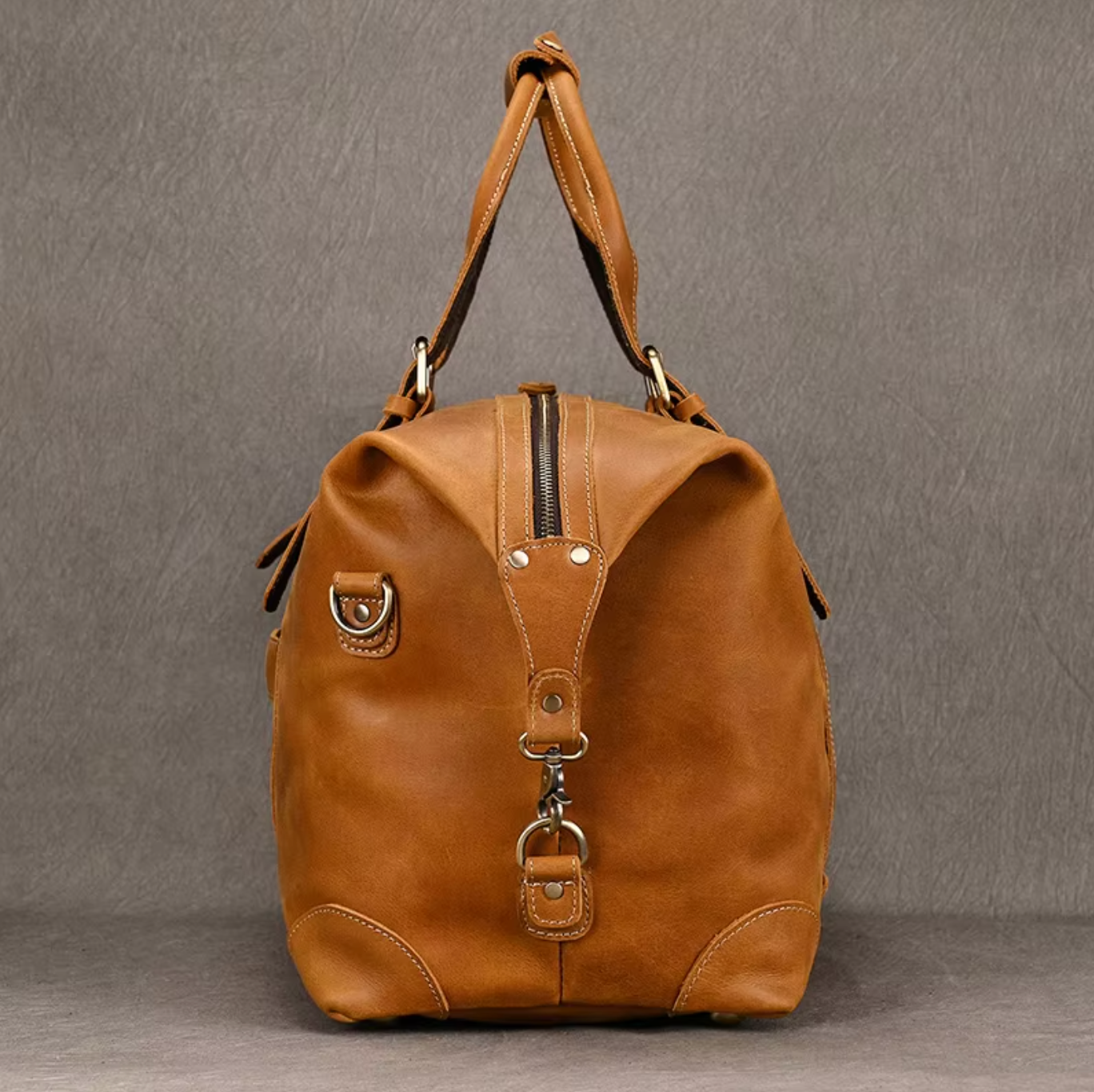 Men's Brown Leather Luggage Carry Bag