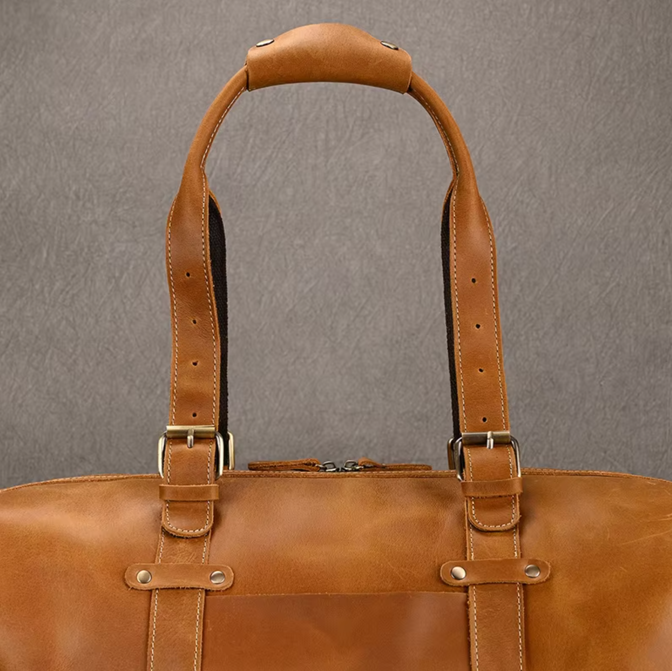 Men's Brown Leather Luggage Carry Bag