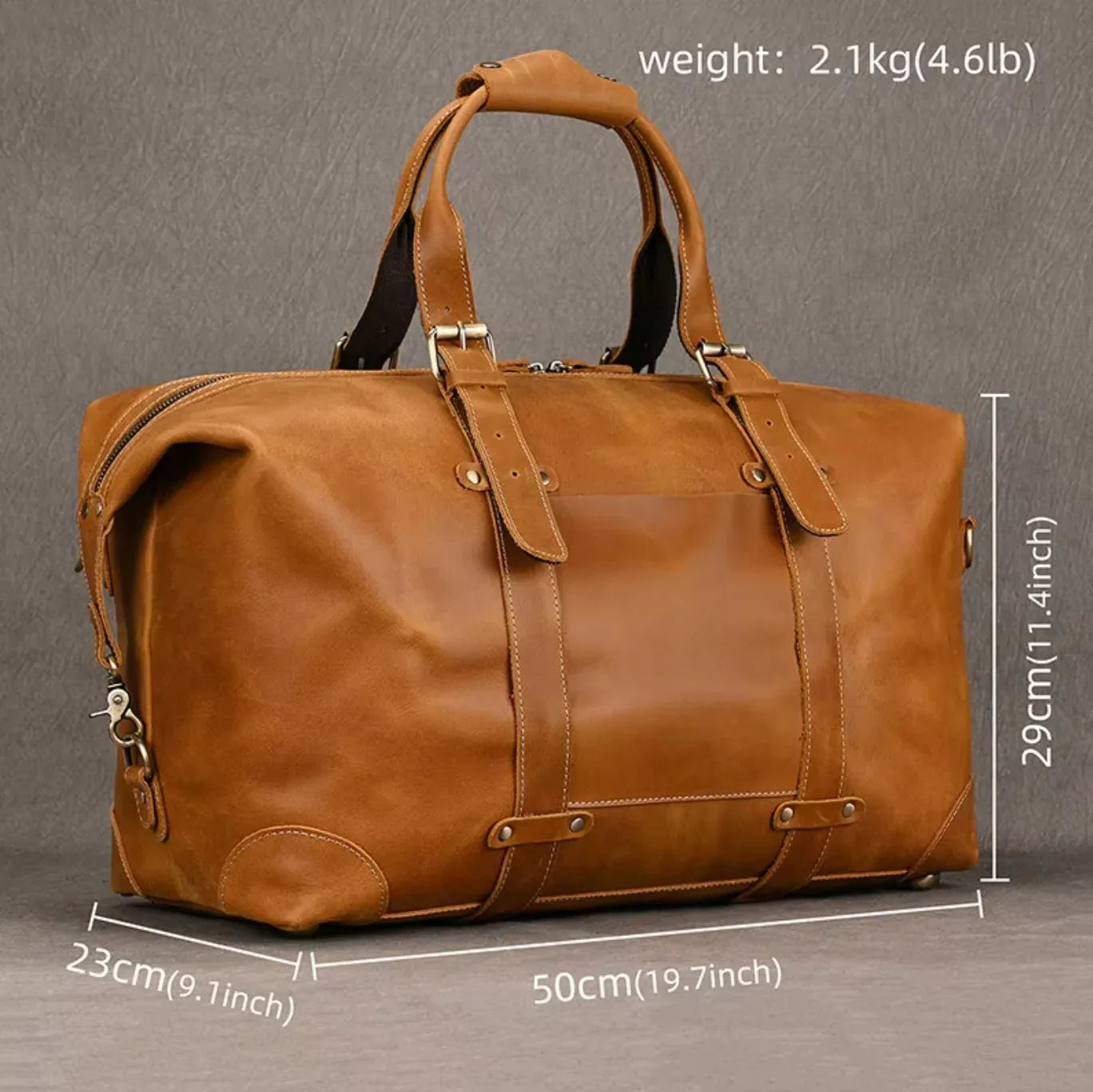 Men's Brown Leather Luggage Carry Bag