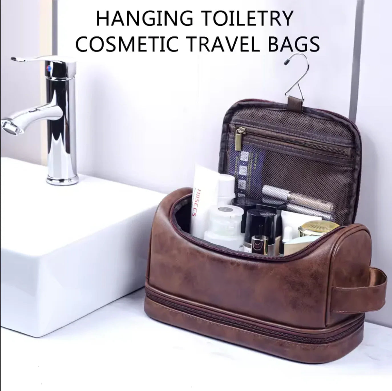 Real Leather Travel Dopp Kit