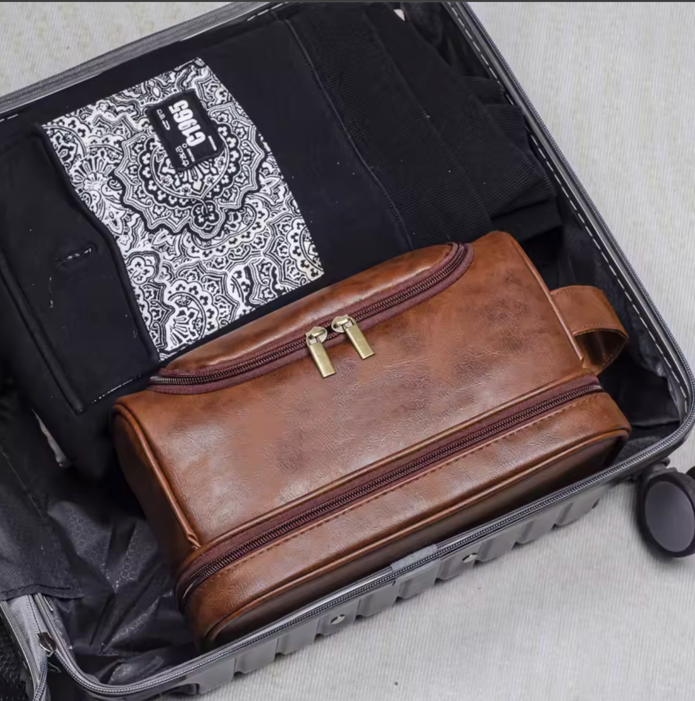 Real Leather Travel Dopp Kit
